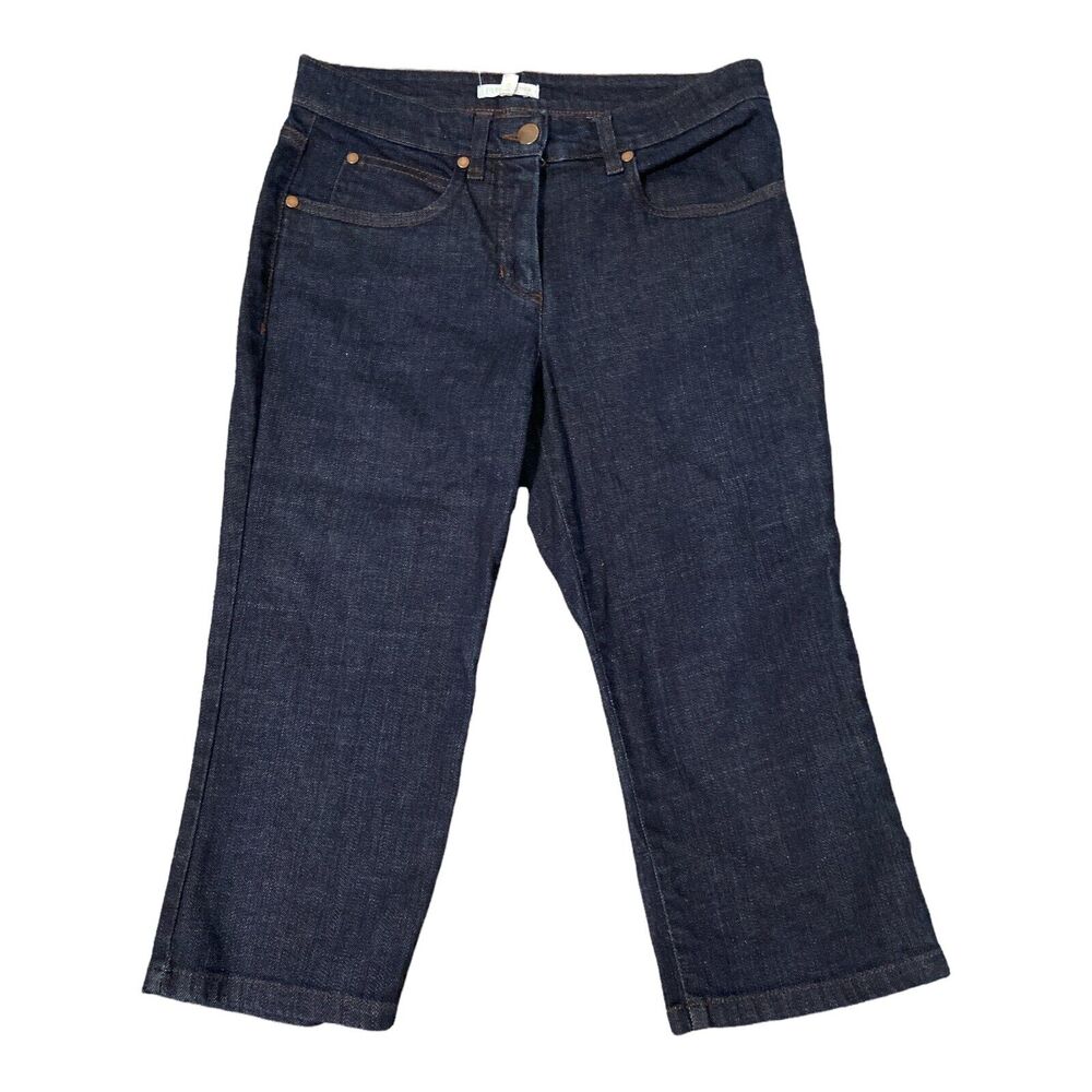 Eileen Fisher Dark Blue Stretch‎ Organic Cotton Crop Capri Jeans Petite PP